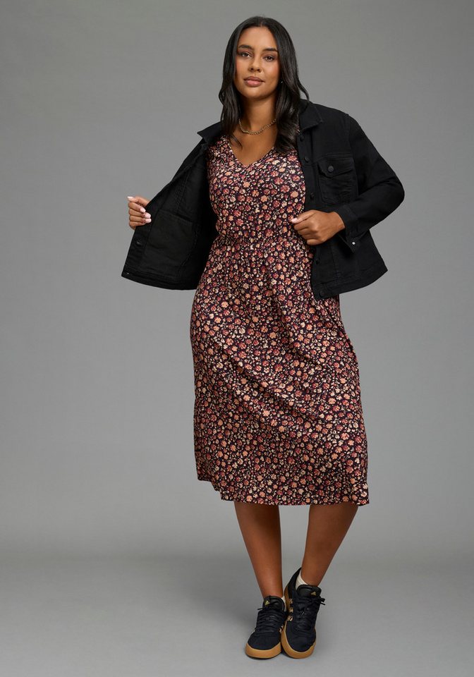 Laura Scott CURVE Midikleid Große Größen aus elastischer Viskosemischung, figurumspielende Passform – Bild 4 von 5