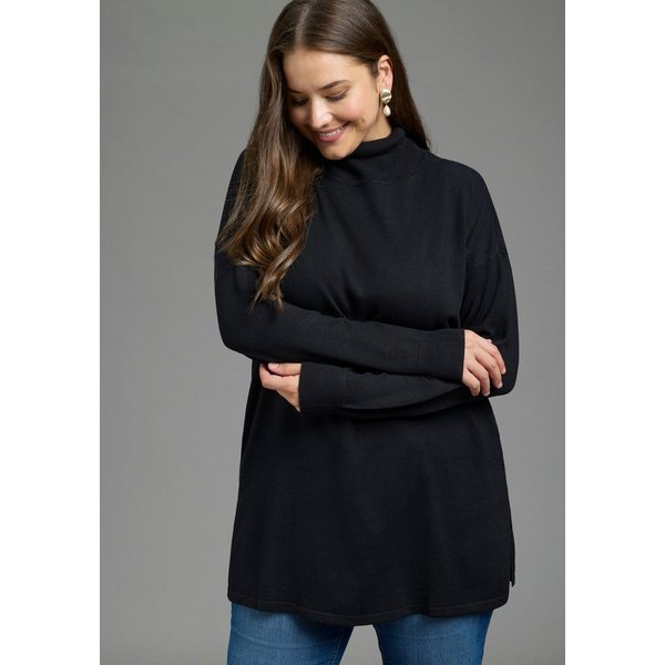 Laura Scott CURVE Rollkragenpullover Große Größen figurumspielende Passform, mit Rippbündchen an den Ärmeln, Langarm