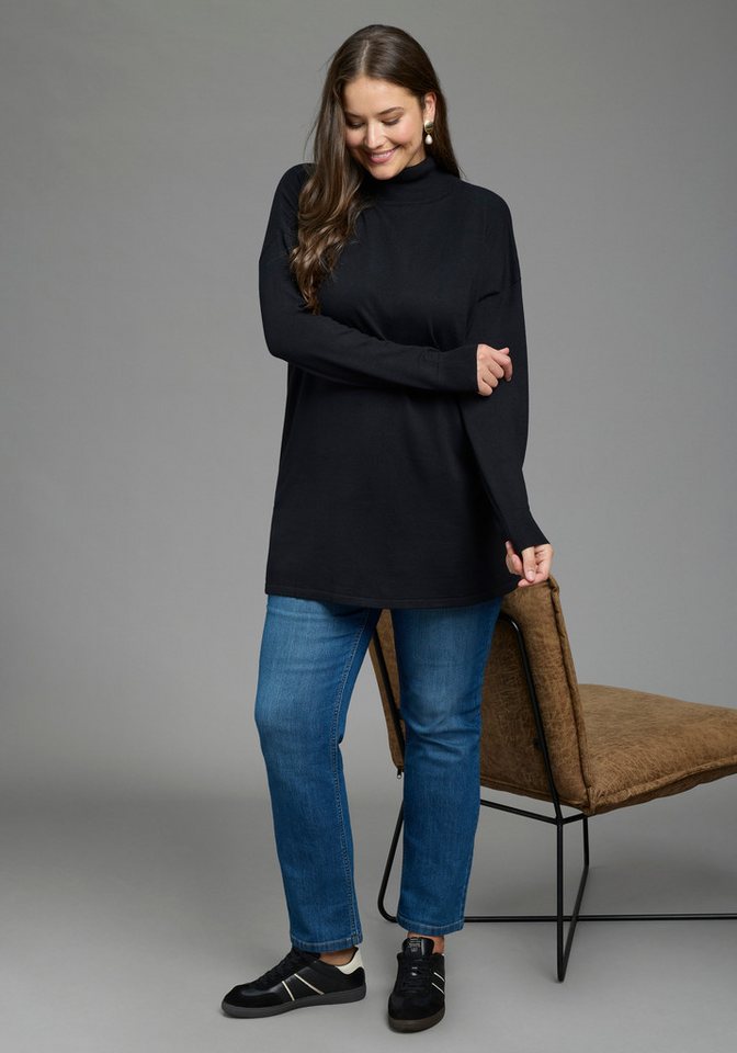 Laura Scott CURVE Rollkragenpullover Große Größen figurumspielende Passform, mit Rippbündchen an den Ärmeln, Langarm – Bild 4 von 5