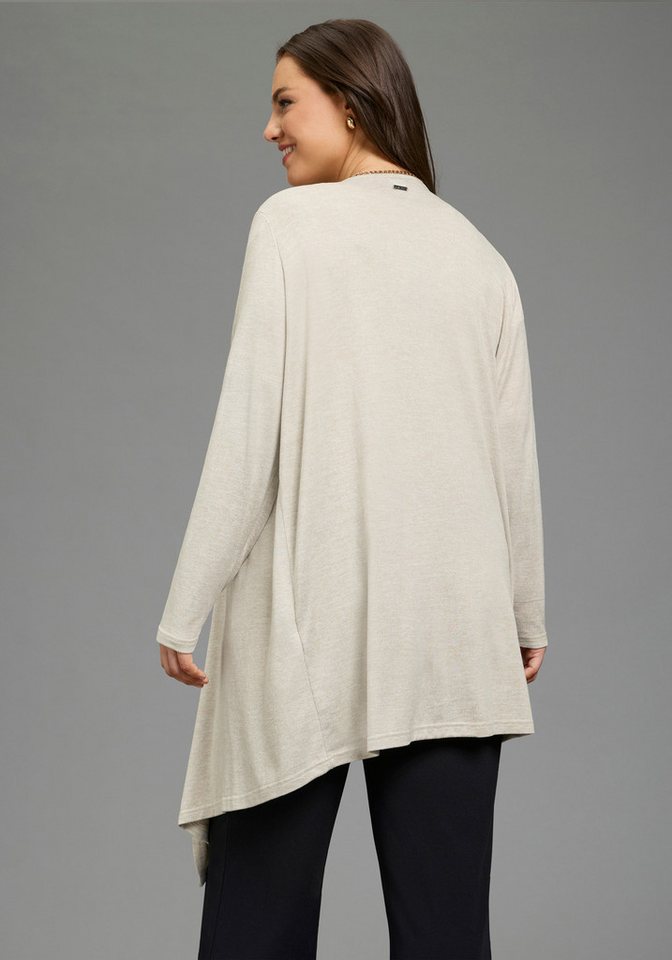 Laura Scott CURVE Strickjacke Große Größen mit Wasserfallausschnitt, aus angenehm weichem Viskose-Jersey – Bild 2 von 5
