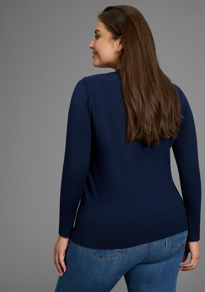 Laura Scott CURVE Strickpullover Große Größen figurumspielend, mit V-Ausschnitt – Bild 2 von 5
