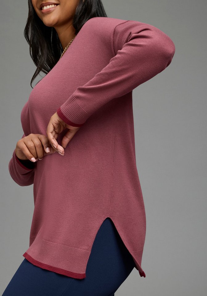 Laura Scott CURVE Strickpullover Große Größen aus Feinstrick, mit tiefem V-Ausschnitt, figurumspielende Passform – Bild 3 von 5