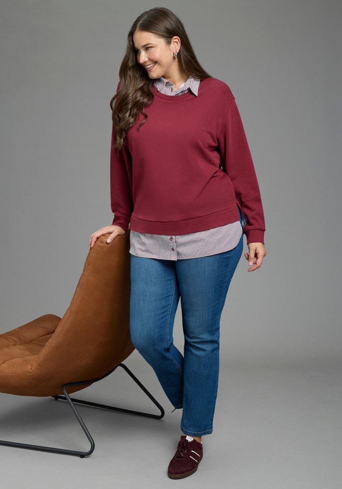 Laura Scott CURVE Sweater Große Größen mit elegantem Bluseneinsatz – Bild 4 von 5