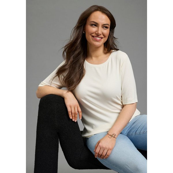 Laura Scott CURVE T-Shirt Große Größen im Basic-Stil, mit Rundhalsausschnitt, aus elastischem Single Jersey