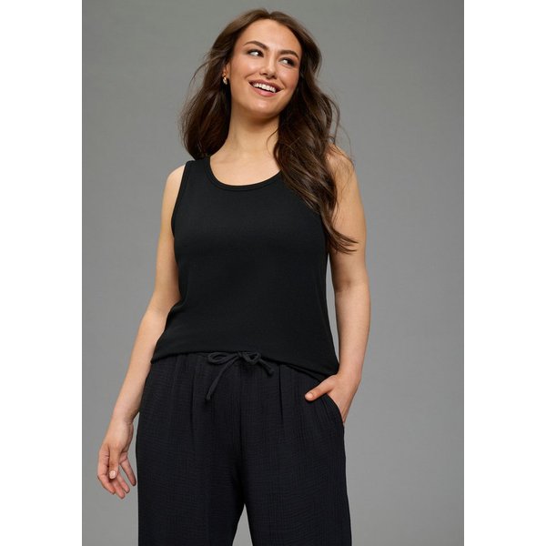 Laura Scott CURVE Tanktop Große Größen figurbetonte Passform, aus Viskose und Elasthan, in Rippware