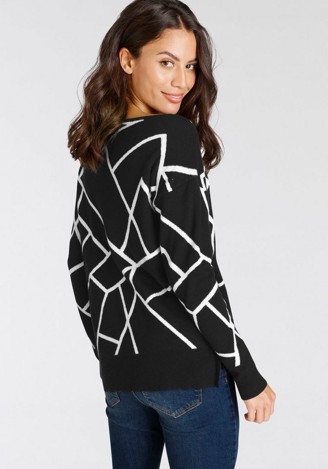 Laura Scott Jacquardpullover mit Rundhalsausschnitt und modischem Muster – Bild 2 von 5