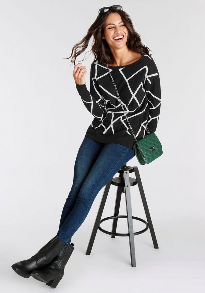 Laura Scott Jacquardpullover mit Rundhalsausschnitt und modischem Muster – Bild 4 von 5