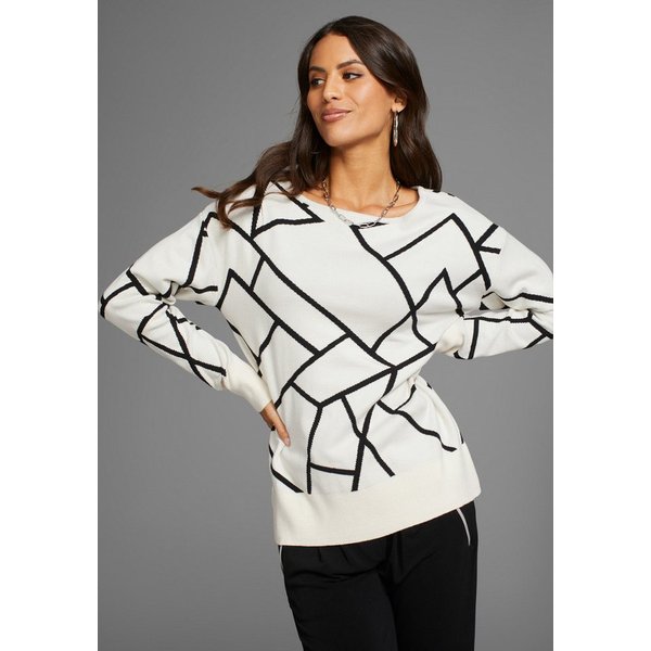 Laura Scott Jacquardpullover mit Rundhalsausschnitt und modischem Muster