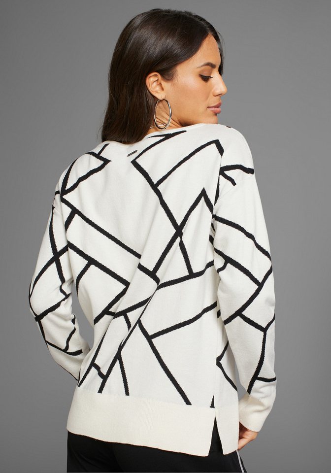Laura Scott Jacquardpullover mit Rundhalsausschnitt und modischem Muster – Bild 2 von 5