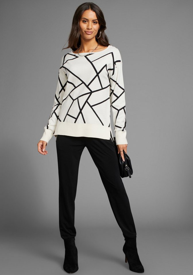 Laura Scott Jacquardpullover mit Rundhalsausschnitt und modischem Muster – Bild 4 von 5