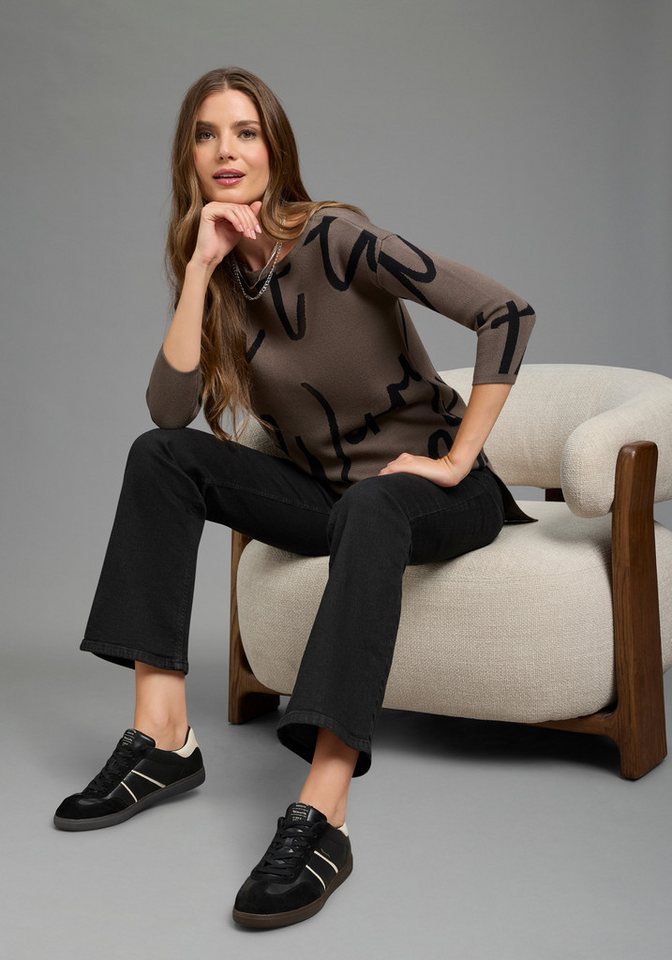 Laura Scott Jacquardpullover Strickpullover mit femininem Lettering – Bild 4 von 5