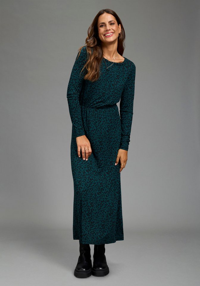 Laura Scott Jerseykleid in Midilänge, aus elastischer Viskosemischung, mit Allover-Druck – Bild 4 von 5