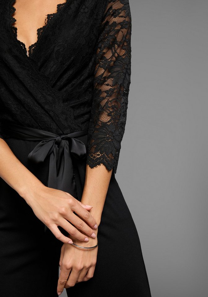 Laura Scott Jumpsuit mit Spitzenoberteil, elastischer Materialmix – Bild 3 von 5