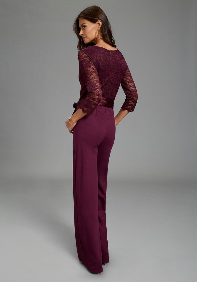 Laura Scott Jumpsuit mit Spitzenoberteil, elastischer Materialmix – Bild 2 von 5