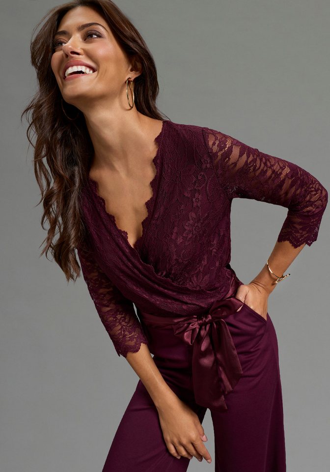 Laura Scott Jumpsuit mit Spitzenoberteil, elastischer Materialmix – Bild 3 von 5
