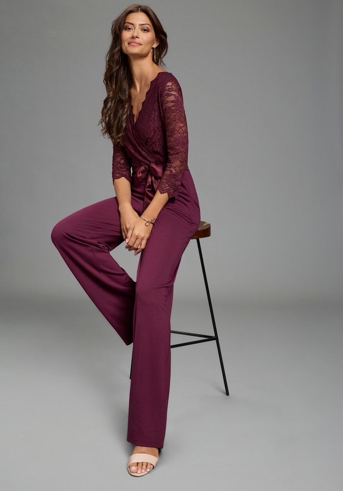 Laura Scott Jumpsuit mit Spitzenoberteil, elastischer Materialmix – Bild 5 von 5
