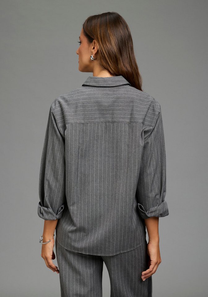 Laura Scott Klassische Bluse Langarm, figurumschmeichelnde Passform, hüftbedeckende Länge – Bild 3 von 5
