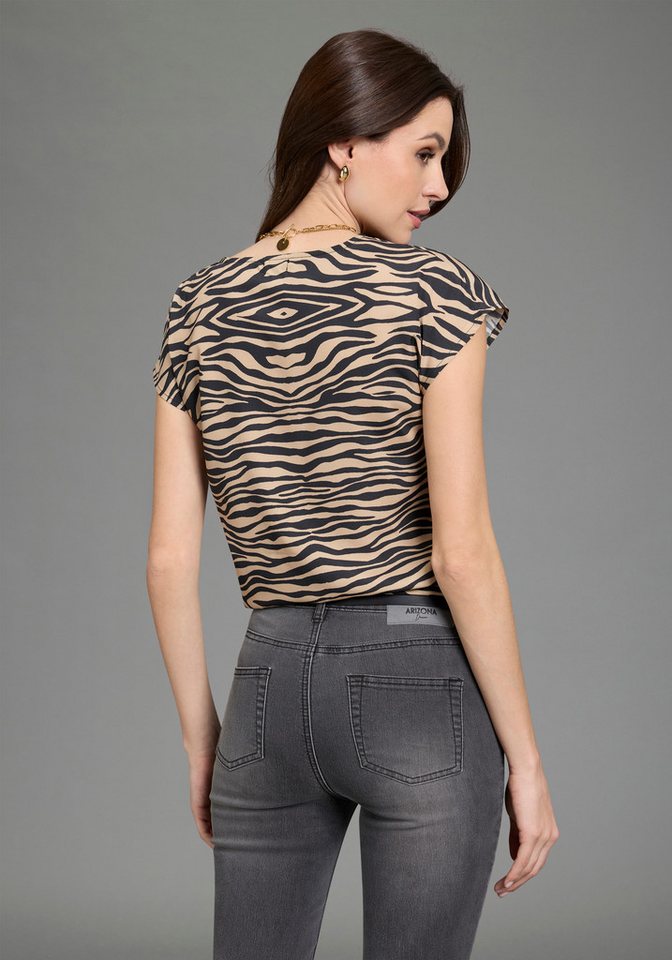 Laura Scott Kurzarmbluse femininer Stil, mit Knöpfen, aus Polyester, bedruckt – Bild 4 von 5