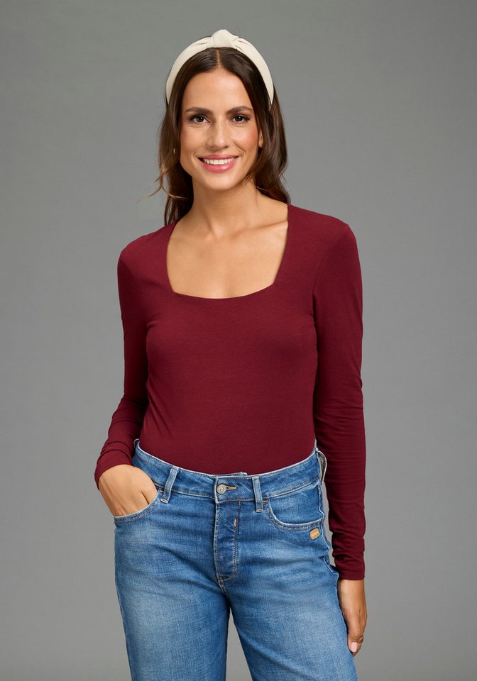 Laura Scott Langarmbody (Packung, 2er-Pack) mit Karree-Ausschnitt, sehr figurbetont – Bild 2 von 5