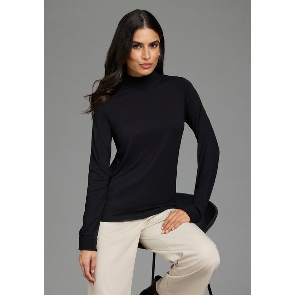 Laura Scott Langarmshirt aus elastischer Viskosemischung, figurumspielende Passform, unifarben