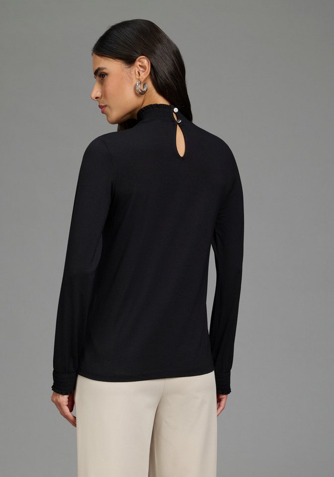 Laura Scott Langarmshirt aus elastischer Viskosemischung, figurumspielende Passform, unifarben – Bild 2 von 5