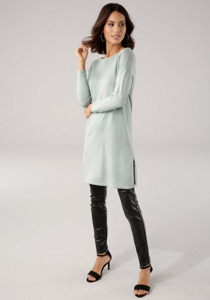 Laura Scott Longpullover Feinstrick mit U-Boot Ausschnitt und seitlichem Schlitz – Bild 5 von 5