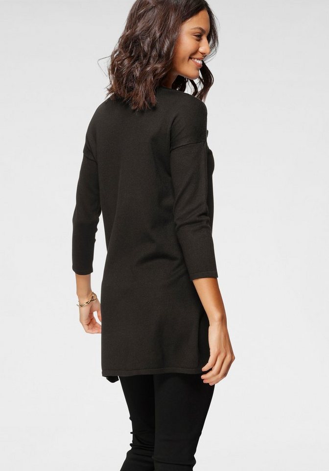 Laura Scott Longpullover Feinstrick mit U-Boot Ausschnitt und seitlichem Schlitz – Bild 3 von 5