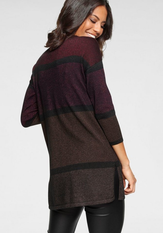 Laura Scott Longpullover mit feinem Glanzeffekt und 3/4 Ärmeln – Bild 2 von 5