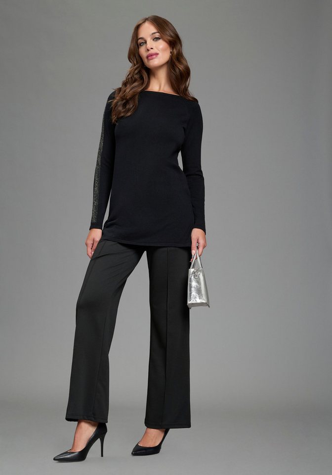 Laura Scott Longpullover mit Glitzersteinen und seitlichen Schlitzen – Bild 4 von 5