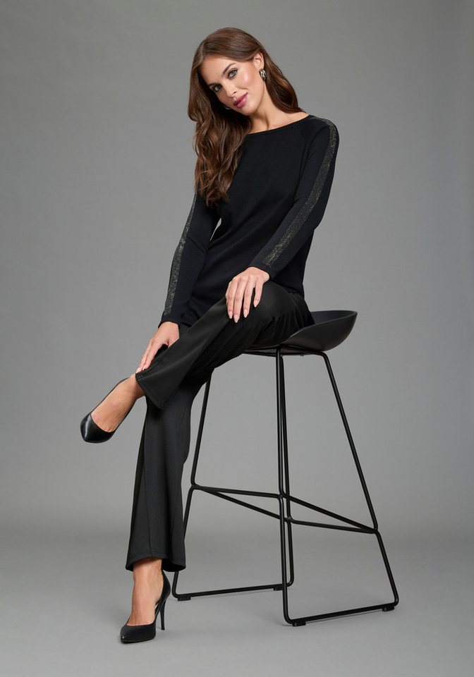 Laura Scott Longpullover mit Glitzersteinen und seitlichen Schlitzen – Bild 5 von 5