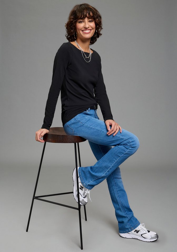 Laura Scott Longsleeve mit U-Boot Ausschnitt (Packung, 2er-Pack) im Sparset, figurbetonte Passform, hüftbedeckende Länge – Bild 5 von 5