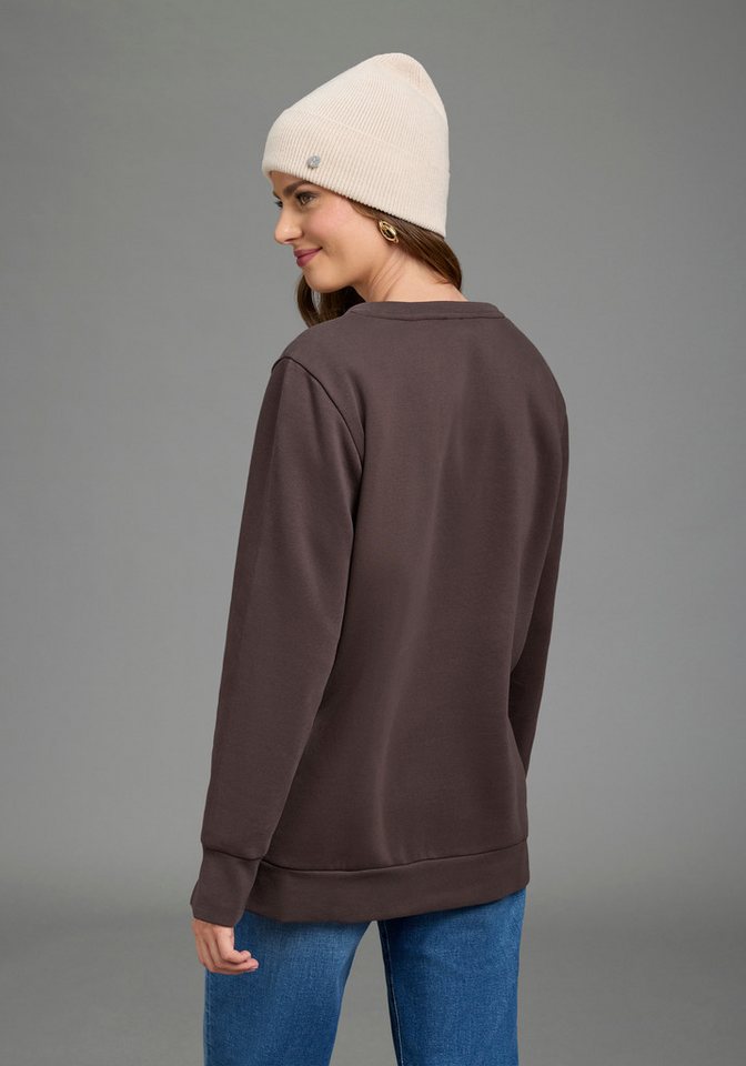 Laura Scott Longsweatshirt mit Seitenschlitzen und hochwertiger Stickerei – Bild 2 von 5