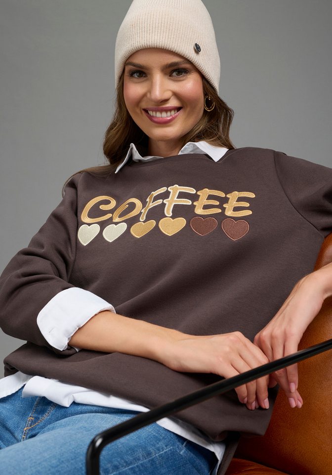 Laura Scott Longsweatshirt mit Seitenschlitzen und hochwertiger Stickerei – Bild 3 von 5