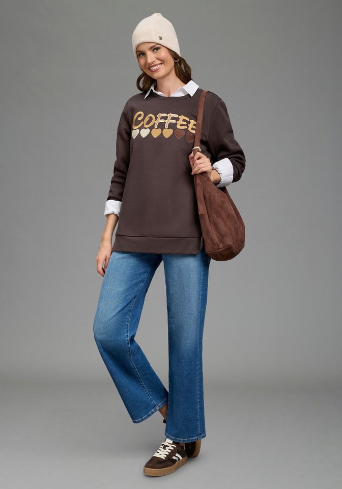 Laura Scott Longsweatshirt mit Seitenschlitzen und hochwertiger Stickerei – Bild 4 von 5