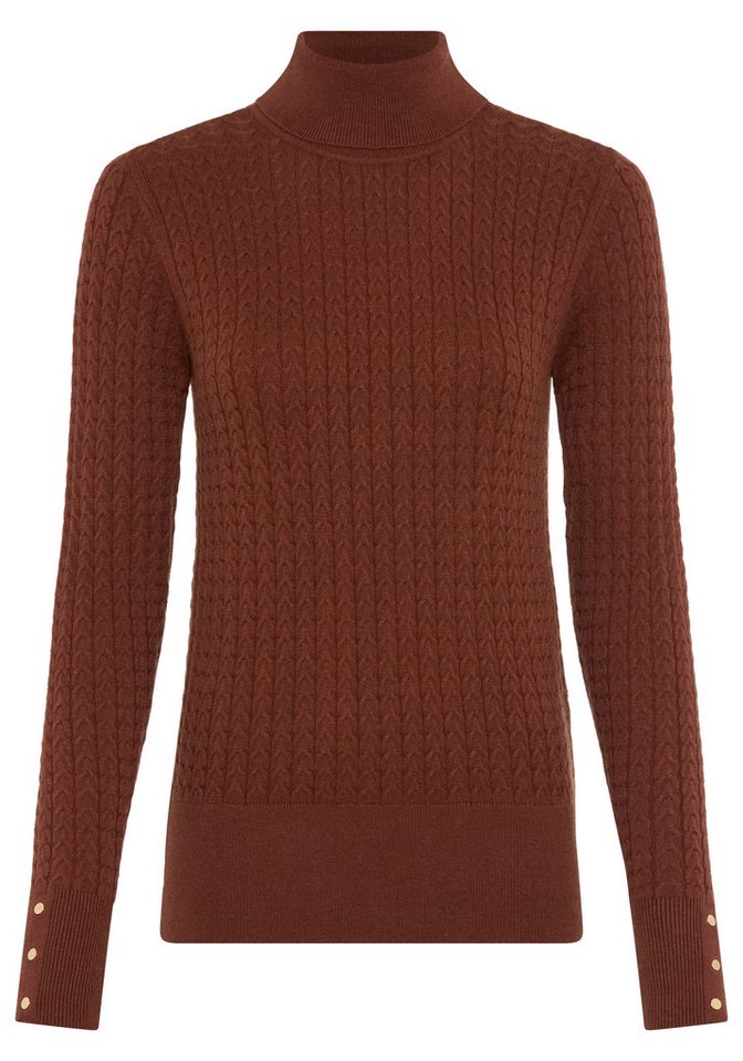 Laura Scott Rollkragenpullover aus Feinstrick, figurbetonte Passform mit Zopfstrickmuster und Knopfdetails – Bild 5 von 5