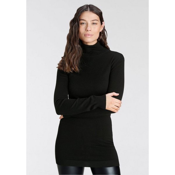 Laura Scott Rollkragenpullover Feinstrick in figurbetonter Longform
