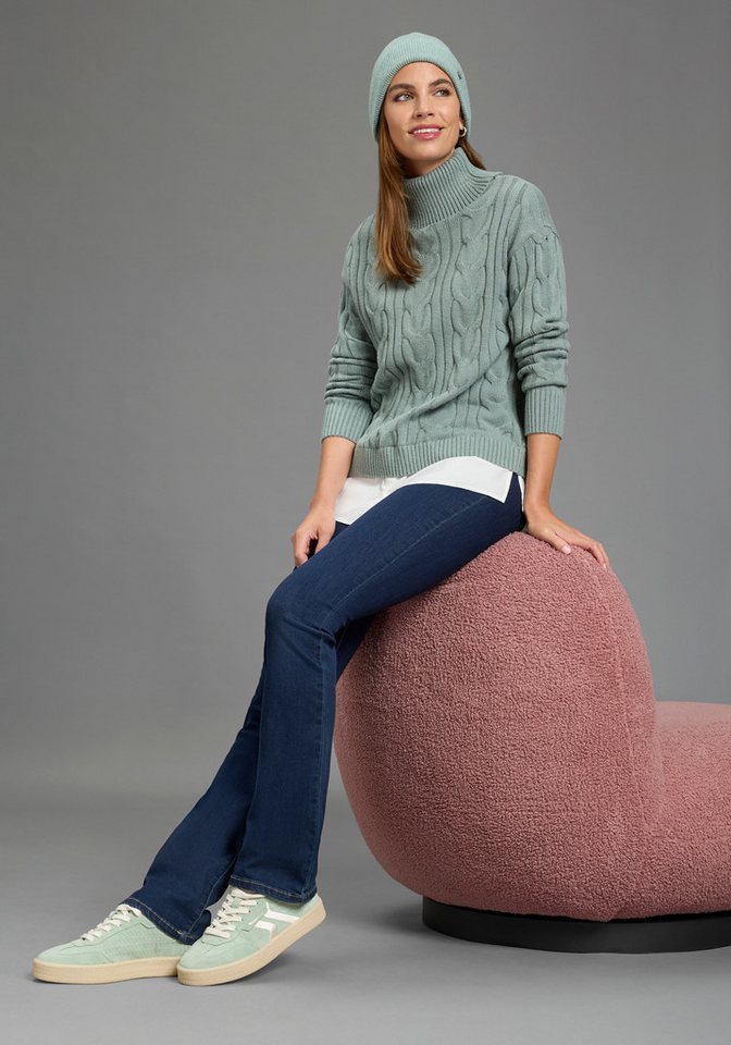 Laura Scott Rollkragenpullover mit Bluseneinsatz mit Zopfmuster – Bild 5 von 5
