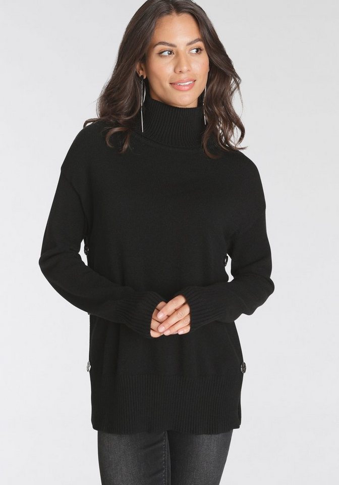 Laura Scott Rollkragenpullover mit seitlichen Knöpfen – Bild 2 von 5