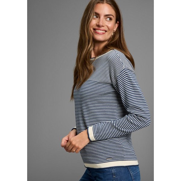 Laura Scott Rundhalspullover Feinstrickpullover aus Strukturstrick mit Streifen