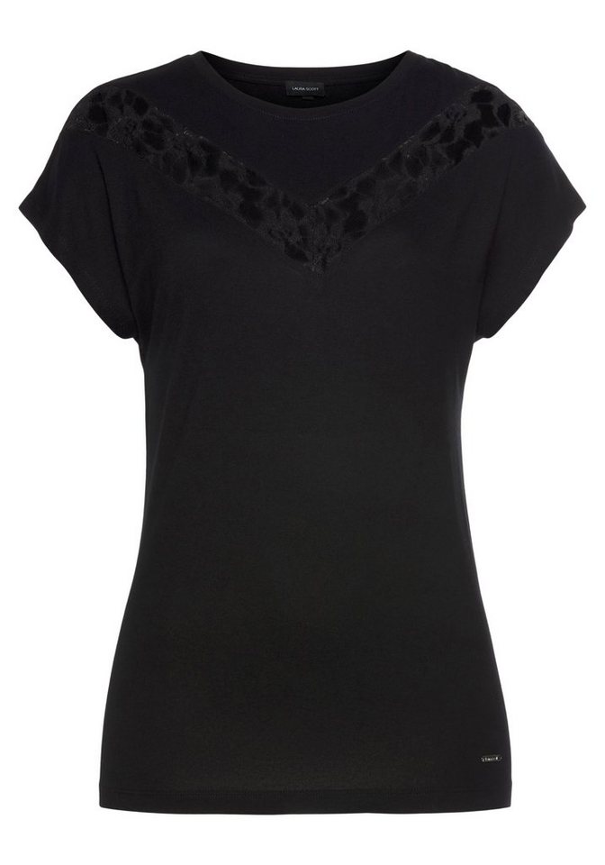 Laura Scott Rundhalsshirt angeschnittene Kurzarmärmel, figurumspielende Passform – Bild 4 von 5