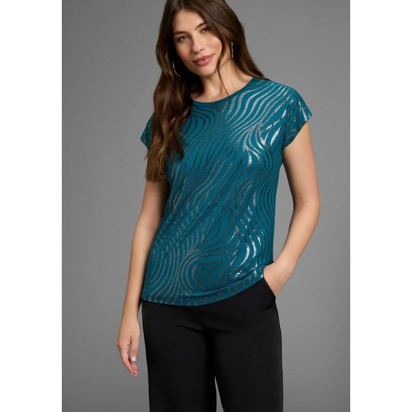 Laura Scott Rundhalsshirt aus elastischem Jersey, Kurzarm-Design, figurumspielende Passform