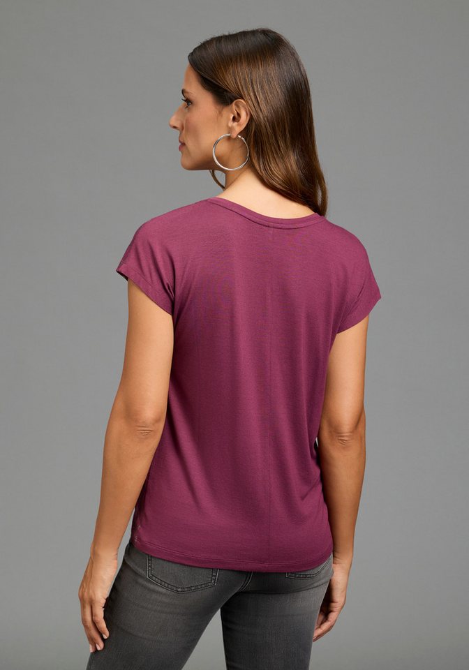 Laura Scott Rundhalsshirt aus elastischem Jersey, Kurzarm-Design, figurumspielende Passform – Bild 3 von 5