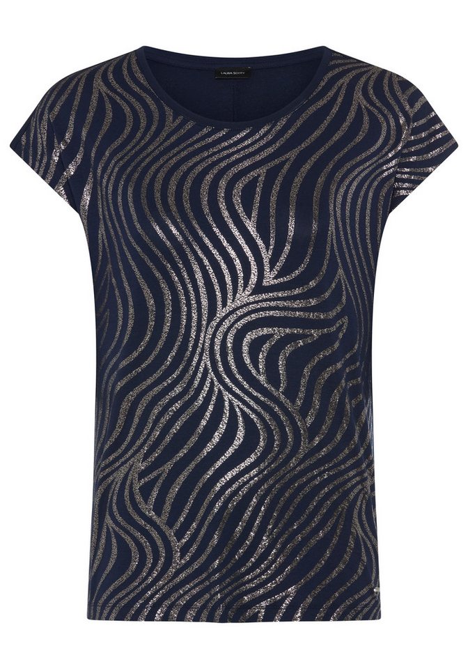 Laura Scott Rundhalsshirt aus elastischem Jersey, Kurzarm-Design, figurumspielende Passform – Bild 5 von 5