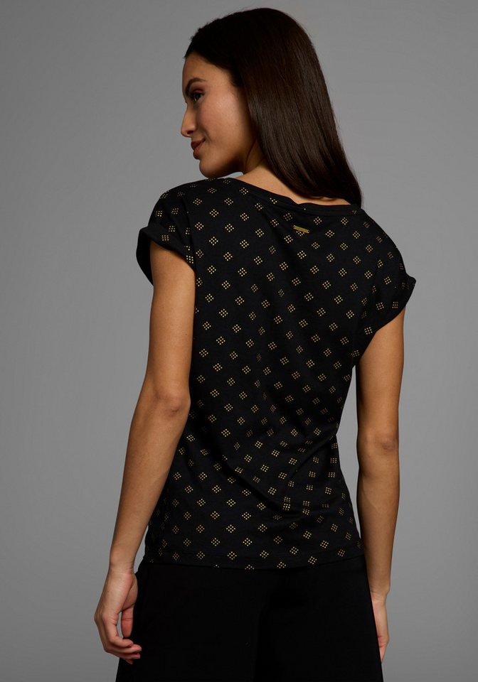 Laura Scott Rundhalsshirt mit minimalistischem Graphik-Allover-Print – Bild 2 von 5