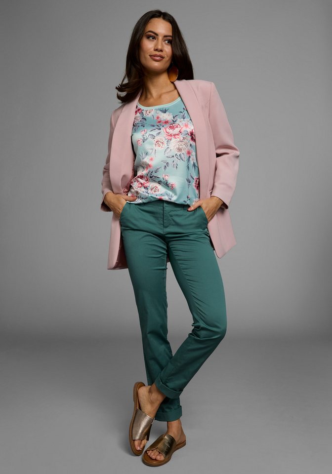 Laura Scott Shirtbluse im Materialmix mit Satin, verschiedene Muster für jeden Geschmack, femininer Stil, Rundhalsausschnitt, lockere Passform – Bild 5 von 5