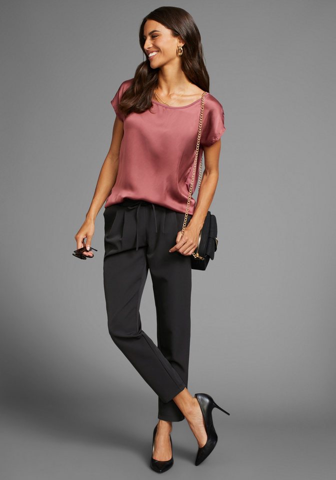 Laura Scott Shirtbluse mit Satin-Vorderteil und hochflexiblen Jersey-Rücken lockere Passfrom, zeitlos & gut zu kombinieren – Bild 2 von 5