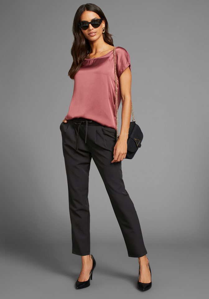 Laura Scott Shirtbluse mit Satin-Vorderteil und hochflexiblen Jersey-Rücken lockere Passfrom, zeitlos & gut zu kombinieren – Bild 3 von 5