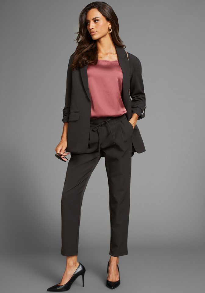 Laura Scott Shirtbluse mit Satin-Vorderteil und hochflexiblen Jersey-Rücken lockere Passfrom, zeitlos & gut zu kombinieren – Bild 4 von 5