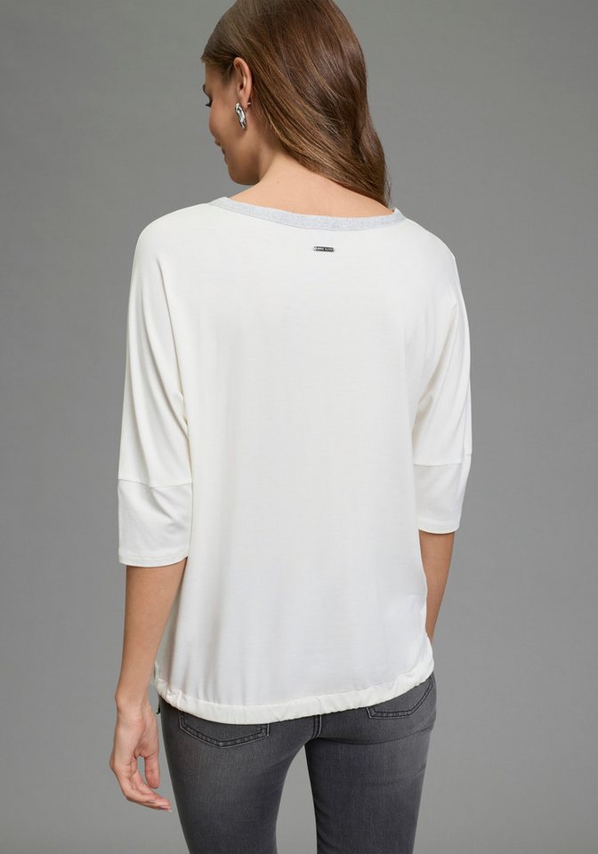 Laura Scott Shirtbluse mit U-Boot-Ausschnitt, Halbarm und Glitzerdruck – Bild 2 von 5