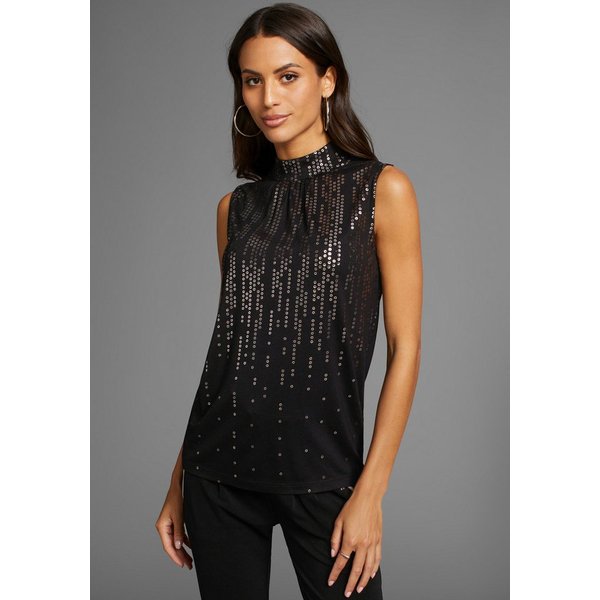 Laura Scott Shirttop aus elastischer Viskosemischung, mit Paillettenprint, ärmellos